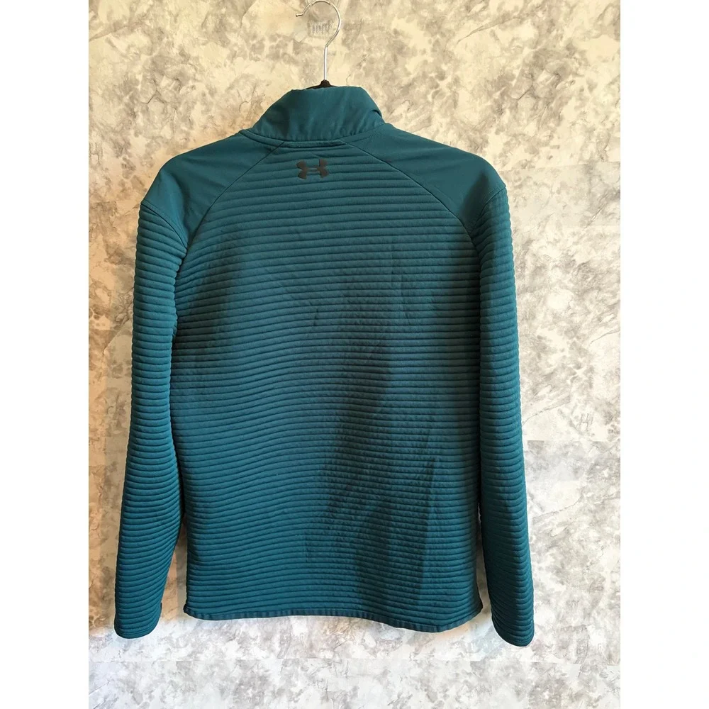 Under Armour Loose Fit Golf Pullover Mens Medium Teal Quarter Zip Long Sleeve‎